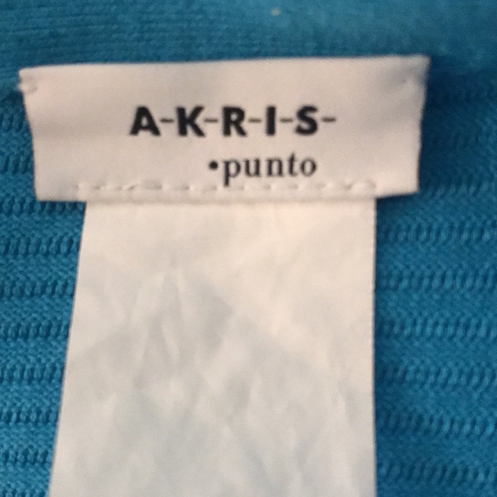 Akris Punto Turquoise Ribbed Sleeveless Cotton Top Cool Back Zipper Size L - Picture 3 of 12